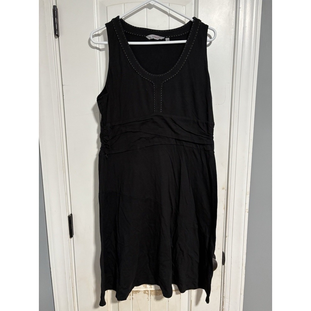 Athleta Womens Knee Length Tank Dress Size 1X Black White Stitch Sleeveless